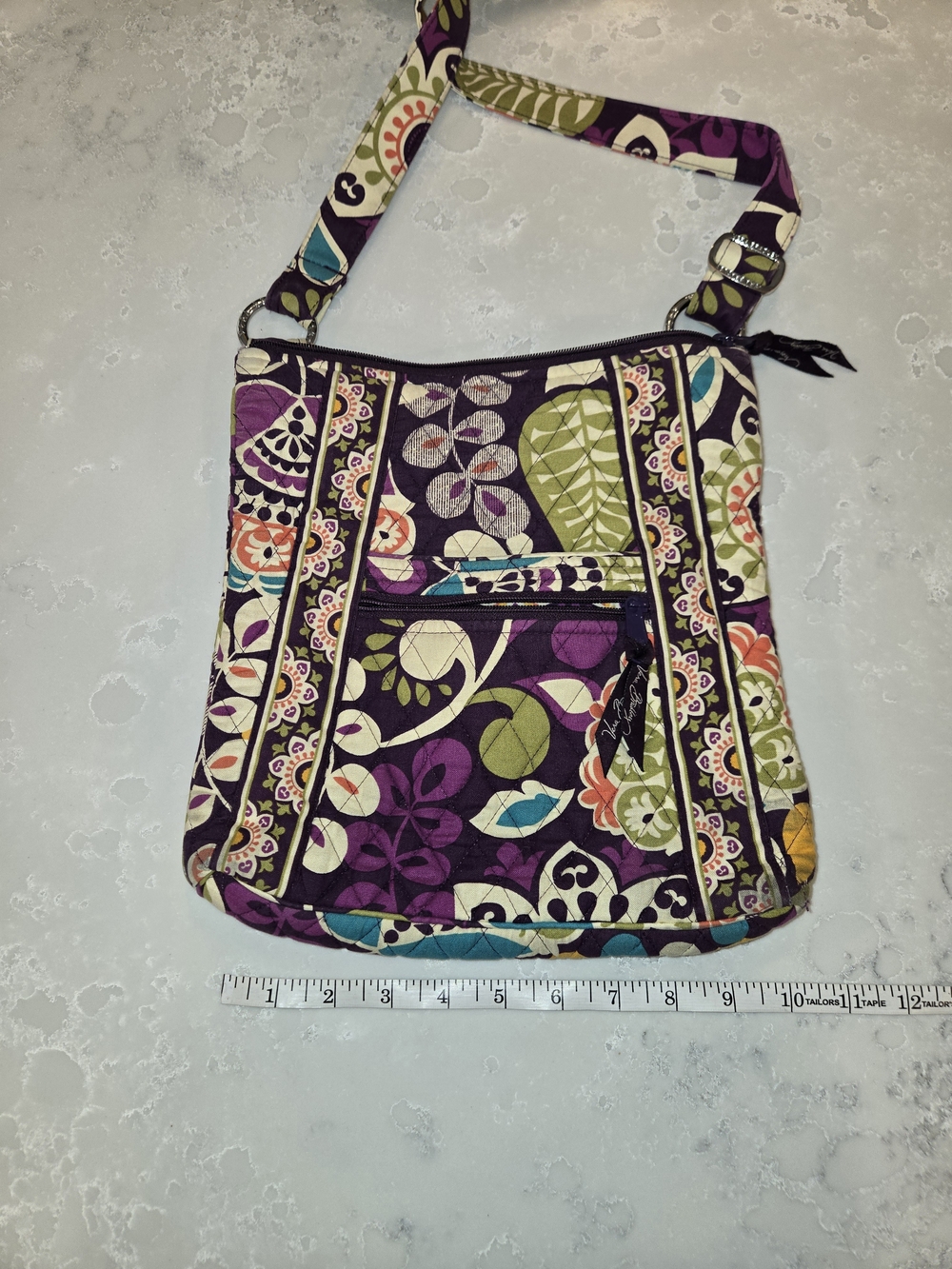 Vera Bradley Quilted Crossbody Bag in Purple Floral Print And Matxhing Wallet